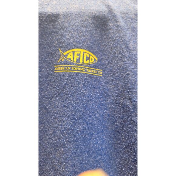 AFTCO Men Blue Fisherman Outdoors Nature Fishing Camping Cotton Tee X-Large Logo - Picture 3 of 4